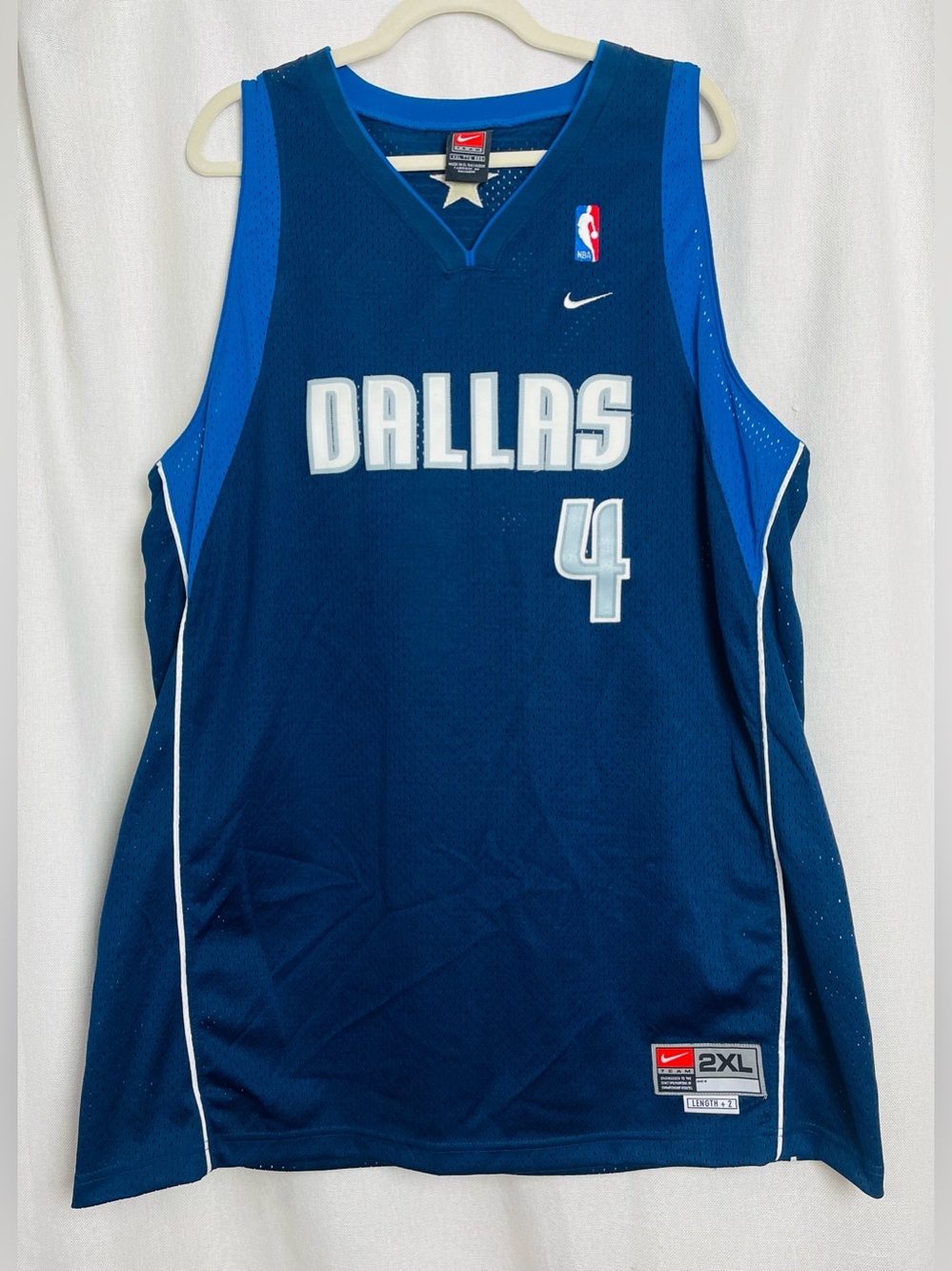 Vtg NBA Nike Dallas Mavericks Michael Finley #4 Jersey 2XL XXL Blue Length +2